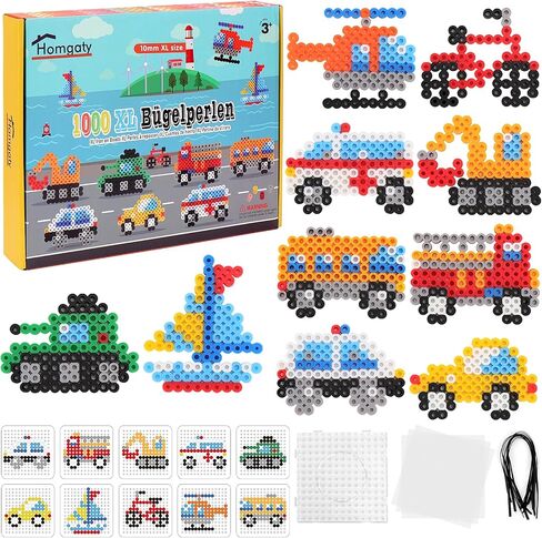 Homgaty 10mm Large Fuse Beads Kit 1000 pcs XL, 10 Colors Patterns Home School Arts and Crafts, Melting Beads for Adult Crafts Set as Christmas Birthday Gifts for Adult in Kuwait