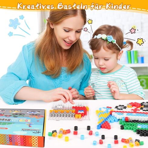 Homgaty 10mm Large Fuse Beads Kit 1000 pcs XL, 10 Colors Patterns Home School Arts and Crafts, Melting Beads for Adult Crafts Set as Christmas Birthday Gifts for Adult in Kuwait