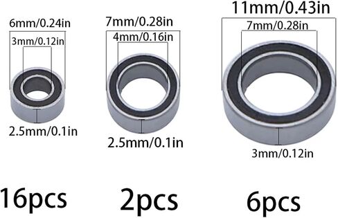 Compatible with FMS for FCX24 for Power for Wagon 1/24 RC Crawler Upgrade Parts 24PCS Steel Sealed Bearing Kit RC Car Accessories in Saudi Arabia