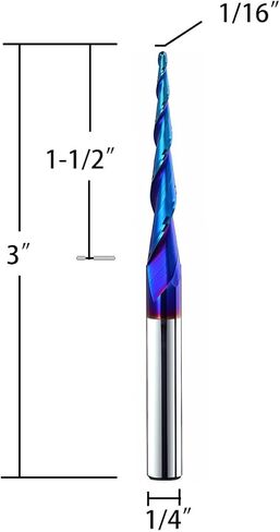 4PCS Ball Nose 1 Degree End Mill Cutter CNC Router Bits Spiral Milling Tool with Nano Blue Coating 1/8 Cutting Diameter 1/4 Inch Shank 3 Inch Overall Length STQ444 in Kuwait