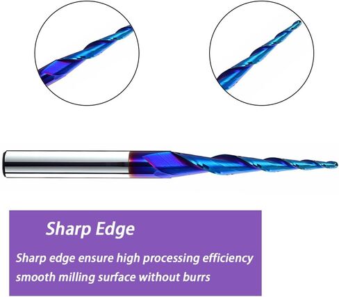 4PCS Ball Nose 1 Degree End Mill Cutter CNC Router Bits Spiral Milling Tool with Nano Blue Coating 1/8 Cutting Diameter 1/4 Inch Shank 3 Inch Overall Length STQ444 in Kuwait