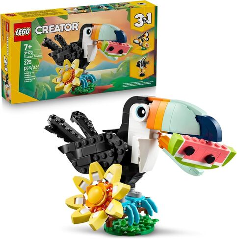 LEGO Creator 3 in 1 Wild Animals: Tropical Toucan Building Toy for Kids- Jungle Building Blocks & Learning Toy for Girls & Boys, Ages 7+ - Build 3 Animal Toys in 1 Set - Gift for Birthdays - 31173 in Saudi Arabia
