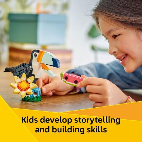 LEGO Creator 3 in 1 Wild Animals: Tropical Toucan Building Toy for Kids- Jungle Building Blocks & Learning Toy for Girls & Boys, Ages 7+ - Build 3 Animal Toys in 1 Set - Gift for Birthdays - 31173 in Saudi Arabia