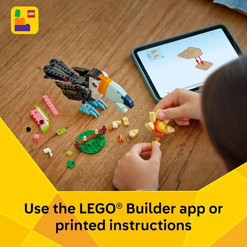 LEGO Creator 3 in 1 Wild Animals: Tropical Toucan Building Toy for Kids- Jungle Building Blocks & Learning Toy for Girls & Boys, Ages 7+ - Build 3 Animal Toys in 1 Set - Gift for Birthdays - 31173 in Saudi Arabia