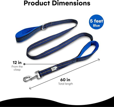Black Rhino Heavy Duty Dog Leash for Medium and Large Dogs - 6 ft Long Double Handle Leash with Padded Traffic Control Handles and Bag for Comfort - Reflective, Durable, and Weather Resistant (Aqua) in Kuwait