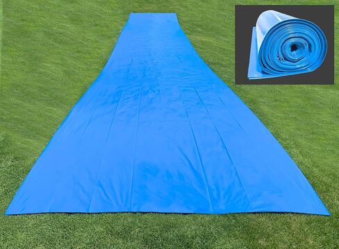 Make-A-Slide. شرائح المياه البلاستيكية الزرقاء العملاقة للبالغين - 100 ، 75 ، 50 قدمًا زلة شديدة التحمل وتنزلق قماش ماء (شريحة 75 قدمًا) in Kuwait