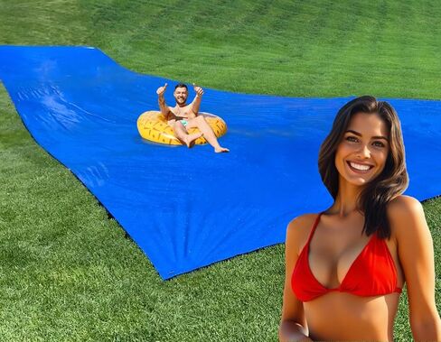 Make-A-Slide. شرائح المياه البلاستيكية الزرقاء العملاقة للبالغين - 100 ، 75 ، 50 قدمًا زلة شديدة التحمل وتنزلق قماش ماء (شريحة 75 قدمًا) in Kuwait