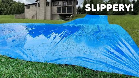 Make-A-Slide. شرائح المياه البلاستيكية الزرقاء العملاقة للبالغين - 100 ، 75 ، 50 قدمًا زلة شديدة التحمل وتنزلق قماش ماء (شريحة 75 قدمًا) in Kuwait