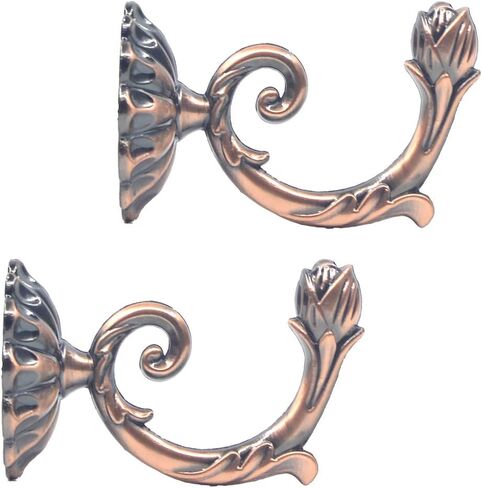 Ailejia 1Pair Curtain Holdbacks Metal Wall Mounted Curtain Tiebacks Solid Color Simplicity European Crown Hook Design Curtain Holdbacks (bronze) in Saudi Arabia