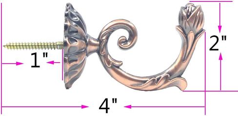 Ailejia 1Pair Curtain Holdbacks Metal Wall Mounted Curtain Tiebacks Solid Color Simplicity European Crown Hook Design Curtain Holdbacks (bronze) in Saudi Arabia