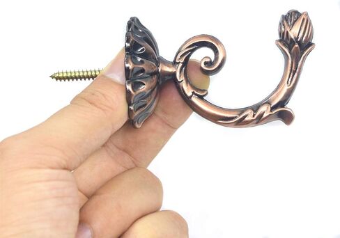 Ailejia 1Pair Curtain Holdbacks Metal Wall Mounted Curtain Tiebacks Solid Color Simplicity European Crown Hook Design Curtain Holdbacks (bronze) in Saudi Arabia