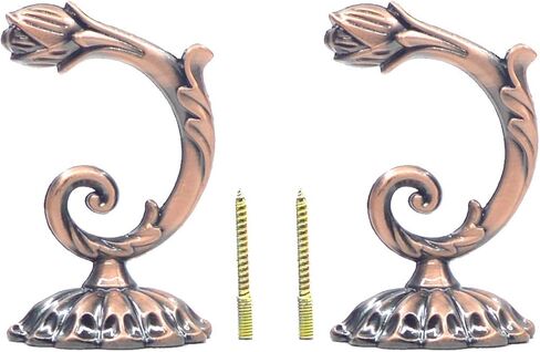 Ailejia 1Pair Curtain Holdbacks Metal Wall Mounted Curtain Tiebacks Solid Color Simplicity European Crown Hook Design Curtain Holdbacks (bronze) in Saudi Arabia