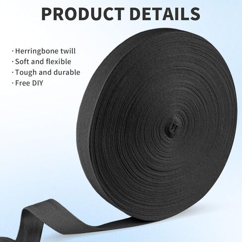 49 Yards Natural Cotton Twill Tape 1 inch, Herringbone Cotton Webbing, for DIY Crafting, Sewing, Dressmaking, Stitching(White) in Saudi Arabia
