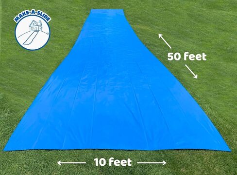 Make-A-Slide. شرائح المياه البلاستيكية الزرقاء العملاقة للبالغين - 100 ، 75 ، 50 قدمًا زلة شديدة التحمل وتنزلق قماش ماء (شريحة 75 قدمًا) in Kuwait