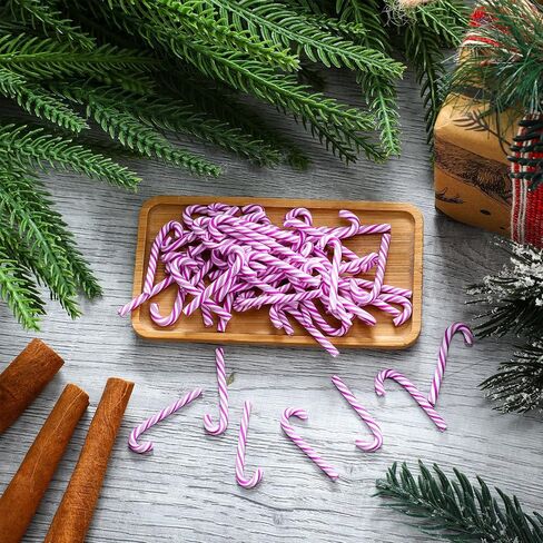 Giegxin 60 Pcs Christmas Mini Candy Canes for Crafts Plastic Candy Cane Ornaments Charms Decor Christmas Miniatures for Craft for Tree Hanging DIY Xmas(Red and White) in Saudi Arabia