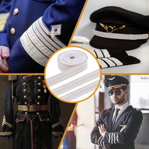 MAYJOYDIY 3.28 Yards Gold Military Bullion Braid Ribbon 5/8 inch Wide Double Stripe Braid Trim Decorative Metallic Braided Woven Ribbon for Cuff Decor Gift Wrapping Uniform Pillow Curtain in Saudi Arabia