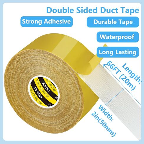 COUMENO Double Sided Tape Heavy Duty Mounting Tape 2" X 66FT(20m) Universal Clear Removable Double Dided Tape Strong Wall Adhesive for Home Office in Kuwait
