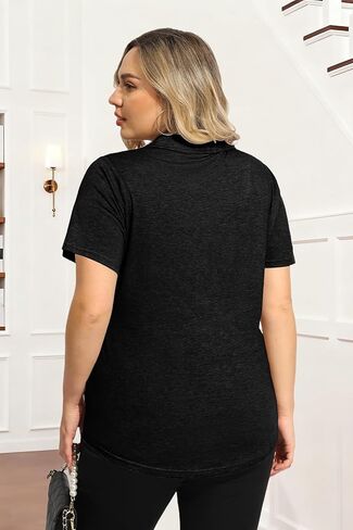 RITERA Plus Size Tops for Womens Polo Shirt Zipper Tshirt Office Business V Neck Tunic Work Blouses Dressy Collared Clothes in Kuwait