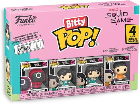 فونكو بوب! Bitty: Netflix - Player 456: Seong Gi -Hun ، دمية Young -Hee ، عامل ملثمين ، ولاعب 067: Kang Sae -Beryok - 0.9 بوصة (2.2 سم) - Suid Game Collection - Suid Display Shelf in Kuwait