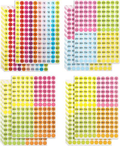 2800pcs ملصقات سعر بيع المرآب ، 3/4 بوصة ، ملصقات أسعار بيع الفناء ، وعلامات سعر قابلة للإزالة لمبيعات الفناء ، وأسواق السلع المستعملة ، ومعارض المقاطعات ومتاجر البيع بالتجزئة in Saudi Arabia
