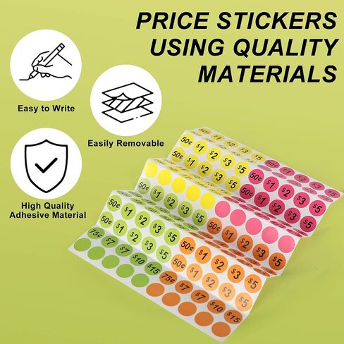 2800pcs ملصقات سعر بيع المرآب ، 3/4 بوصة ، ملصقات أسعار بيع الفناء ، وعلامات سعر قابلة للإزالة لمبيعات الفناء ، وأسواق السلع المستعملة ، ومعارض المقاطعات ومتاجر البيع بالتجزئة in Saudi Arabia