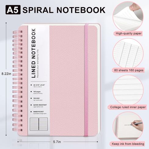 دفتر Noteboor SPORAL JOURNAL ، A5 GRASCOVER LEATHY NOTERS FOR in Kuwait