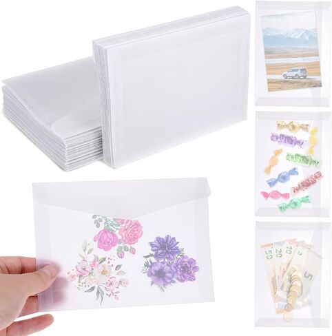 100 PCS Glassine Envelopes 7 × 5 Inch Translucent Envelope for Stamps, Clear Envelope Self Sealing Large Envelopes for Seeds Stamp Coin Collecting Lottery Ticket Card in Saudi Arabia