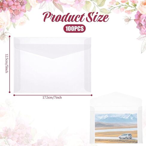 100 PCS Glassine Envelopes 7 × 5 Inch Translucent Envelope for Stamps, Clear Envelope Self Sealing Large Envelopes for Seeds Stamp Coin Collecting Lottery Ticket Card in Saudi Arabia