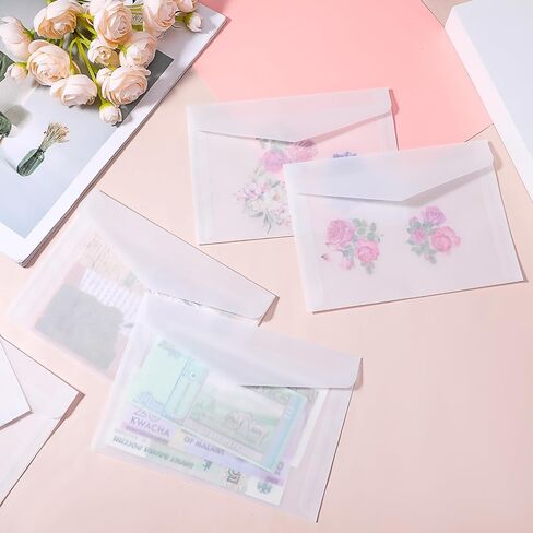 100 PCS Glassine Envelopes 7 × 5 Inch Translucent Envelope for Stamps, Clear Envelope Self Sealing Large Envelopes for Seeds Stamp Coin Collecting Lottery Ticket Card in Saudi Arabia