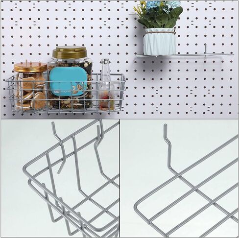 8 قطع من سلال Pegboard رفوف لوحية مربعة الشكل وسلال رف سلكية وصناديق منظم حائط ومرفقات لتنظيم أدوات مختلفة وإكسسوارات طاولة العمل وتخزين المرآب (أسود، S، M، L، XL) in Kuwait