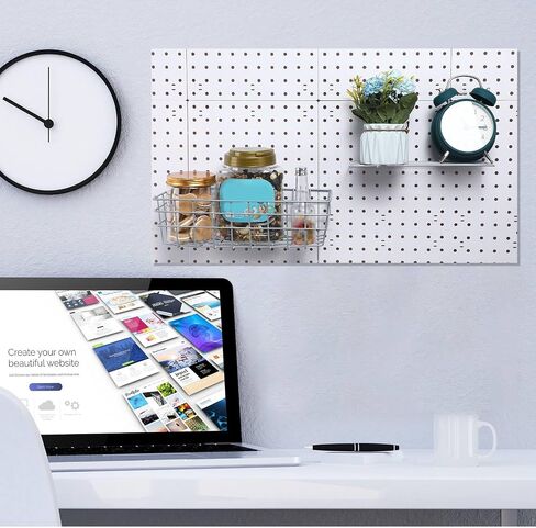 8 قطع من سلال Pegboard رفوف لوحية مربعة الشكل وسلال رف سلكية وصناديق منظم حائط ومرفقات لتنظيم أدوات مختلفة وإكسسوارات طاولة العمل وتخزين المرآب (أسود، S، M، L، XL) in Kuwait