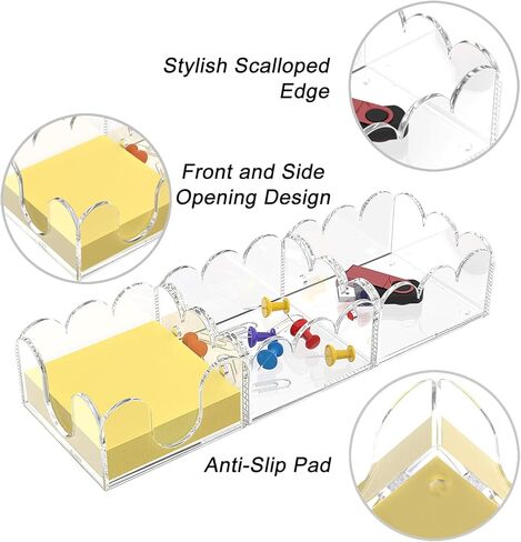 Yageli Magnetic 3-in-1 أكريليك الملاحظة الملاحظة موزع | منظم سطح المكتب الحديث لـ 3 × 3 post it notes ومنصات المذكرات مع قاعدة غير قائلة | لمساحة العمل الإنتاجية في المكتب أو المنزل أو المدرسة | أسود in Kuwait