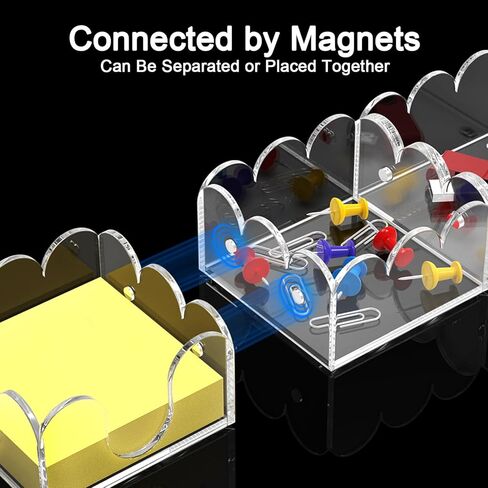 Yageli Magnetic 3-in-1 أكريليك الملاحظة الملاحظة موزع | منظم سطح المكتب الحديث لـ 3 × 3 post it notes ومنصات المذكرات مع قاعدة غير قائلة | لمساحة العمل الإنتاجية في المكتب أو المنزل أو المدرسة | أسود in Kuwait
