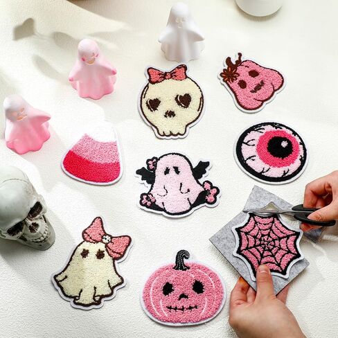 Silifine 17 PCS 4 بوصة Pink Halloween Punch Edele Coaster Cute Ghost Ghost Corny Corn Pumpkin Skull Bat Hoybul in Saudi Arabia