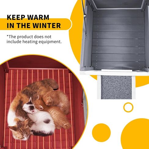 GEGURI Outdoor Cat House, Weatherproof Shelter for Ferrel Cats, Dogs, Rabbits Hutch with Elevated Floor, Asphalt Roof in Kuwait