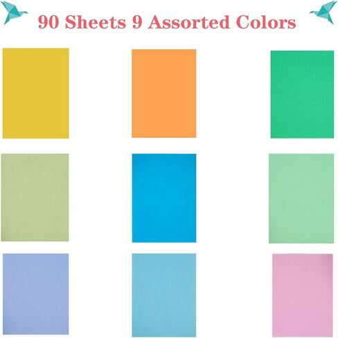 Colored Copy Paper 8.5 x 11 Printer Paper, 90 Sheets Colorful Paper Letter Size, Brightness Rainbow Color Paper for Arts Crafts DIY Origami School Office Supplies(90 Sheets) in Saudi Arabia