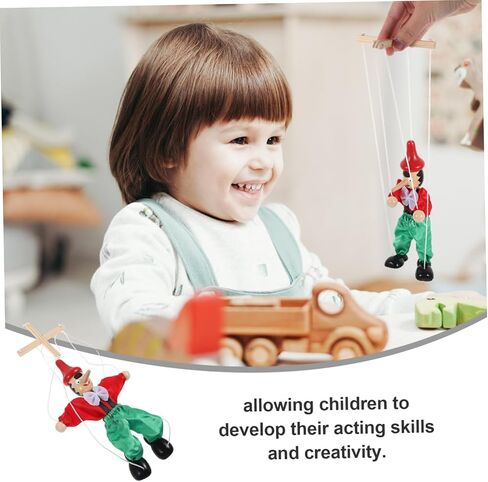 Vicasky Wooden Marionette سحب سلسلة دمية للتفاعلية مع الحرفية الرائعة ومرونة الإصبع التمرين ممتع الطرف لصالح تماثيل دمية PEG المصنوعة يدويًا. in Saudi Arabia