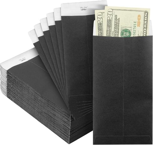 Mr. Pen- Money Envelopes for Cash, 100 Pack, 6.5" x 3.5", Black Craft Paper, Cash Envelopes for Money in Saudi Arabia