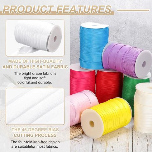 PATIKIL Double Fold Bias Tape, 1 Inch x 55 Yard Continuous Bias Binding Tape Satin Fabric for Sewing Quilting Seaming Hemming Piping Apparel Crafts, Blue in Saudi Arabia