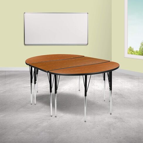 Flash Furniture 3 قطعة 76 "موجة بيضاوية تعاونية رمادية طاولة النشاط الحراري الجدول - الساقين القياسية قابلة للتعديل in Saudi Arabia
