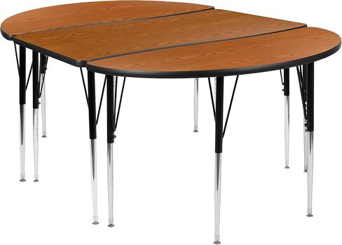 Flash Furniture 3 قطعة 76 "موجة بيضاوية تعاونية رمادية طاولة النشاط الحراري الجدول - الساقين القياسية قابلة للتعديل in Saudi Arabia