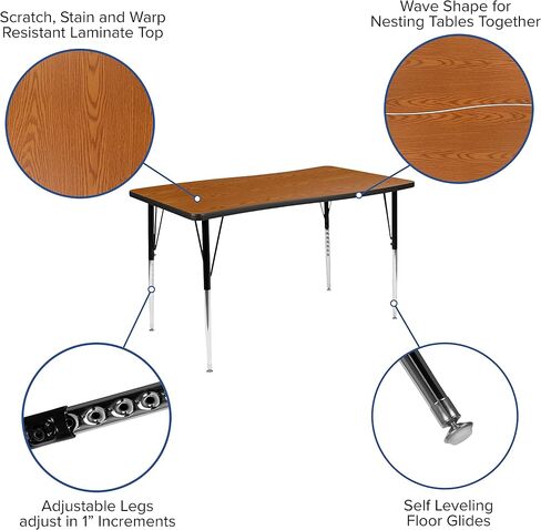 Flash Furniture 3 قطعة 76 "موجة بيضاوية تعاونية رمادية طاولة النشاط الحراري الجدول - الساقين القياسية قابلة للتعديل in Saudi Arabia