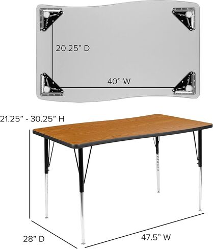Flash Furniture 3 قطعة 76 "موجة بيضاوية تعاونية رمادية طاولة النشاط الحراري الجدول - الساقين القياسية قابلة للتعديل in Saudi Arabia