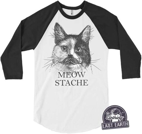 Cat Mustache Shirt Meowstache Tshirt Funny Cat Tshirts Mens Womens Kids T-Shirts in Saudi Arabia
