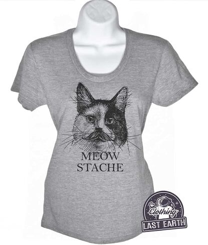 Cat Mustache Shirt Meowstache Tshirt Funny Cat Tshirts Mens Womens Kids T-Shirts in Saudi Arabia