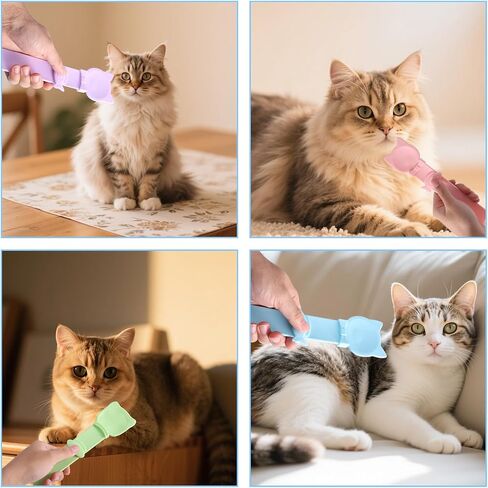 4pcs Cat Strip Feeders, 4 Colors Cat Food Spoon Cute Squeeze Spoon Licking Feeding Dispenser for Liquid Snack Puree Pet Supplies (Blue Green Pink Purple) in Saudi Arabia