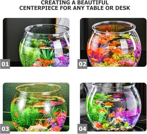 Bestonzon Clear Fish Bowl Prow Planter مقاومة للزارع المائية لسلاحف ذهبية الأنيقة الجولة الجولة الأنيقة لديكور منزل المكتب للاسترخاء المركزية الزاوية in Saudi Arabia