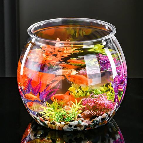 Bestonzon Clear Fish Bowl Prow Planter مقاومة للزارع المائية لسلاحف ذهبية الأنيقة الجولة الجولة الأنيقة لديكور منزل المكتب للاسترخاء المركزية الزاوية in Saudi Arabia