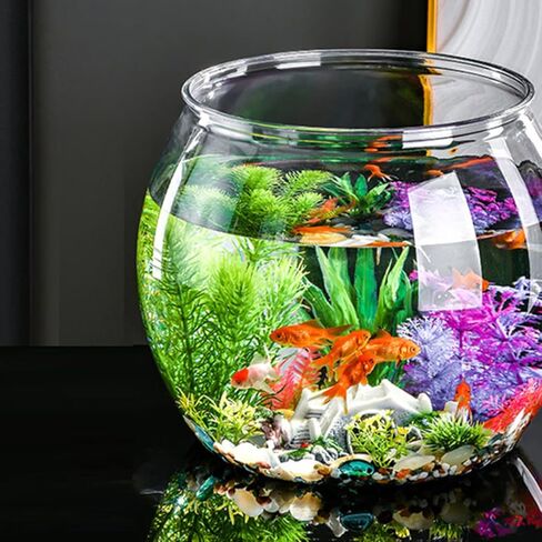 Bestonzon Clear Fish Bowl Prow Planter مقاومة للزارع المائية لسلاحف ذهبية الأنيقة الجولة الجولة الأنيقة لديكور منزل المكتب للاسترخاء المركزية الزاوية in Saudi Arabia