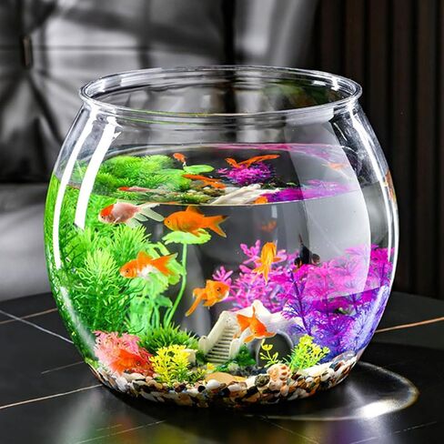 Bestonzon Clear Fish Bowl Prow Planter مقاومة للزارع المائية لسلاحف ذهبية الأنيقة الجولة الجولة الأنيقة لديكور منزل المكتب للاسترخاء المركزية الزاوية in Saudi Arabia